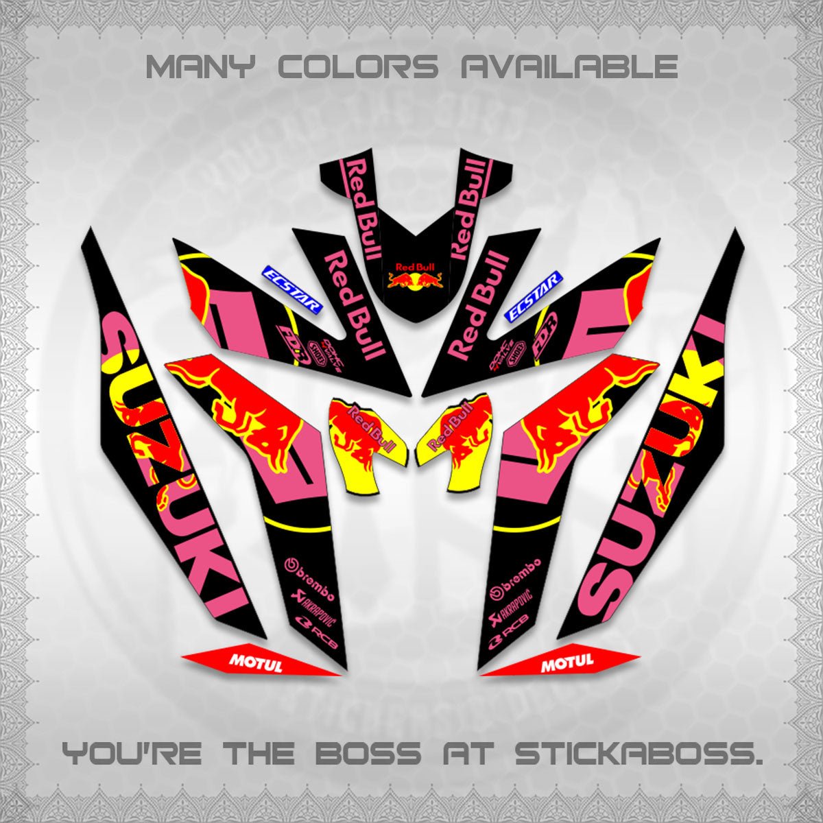 RAIDER 150 Fi DECALS (BULLREDS MOTIF)STICKER DECALS By STICKABOSS