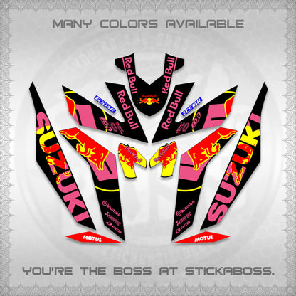 RAIDER 150 Fi DECALS (BULLREDS MOTIF)STICKER DECALS By STICKABOSS