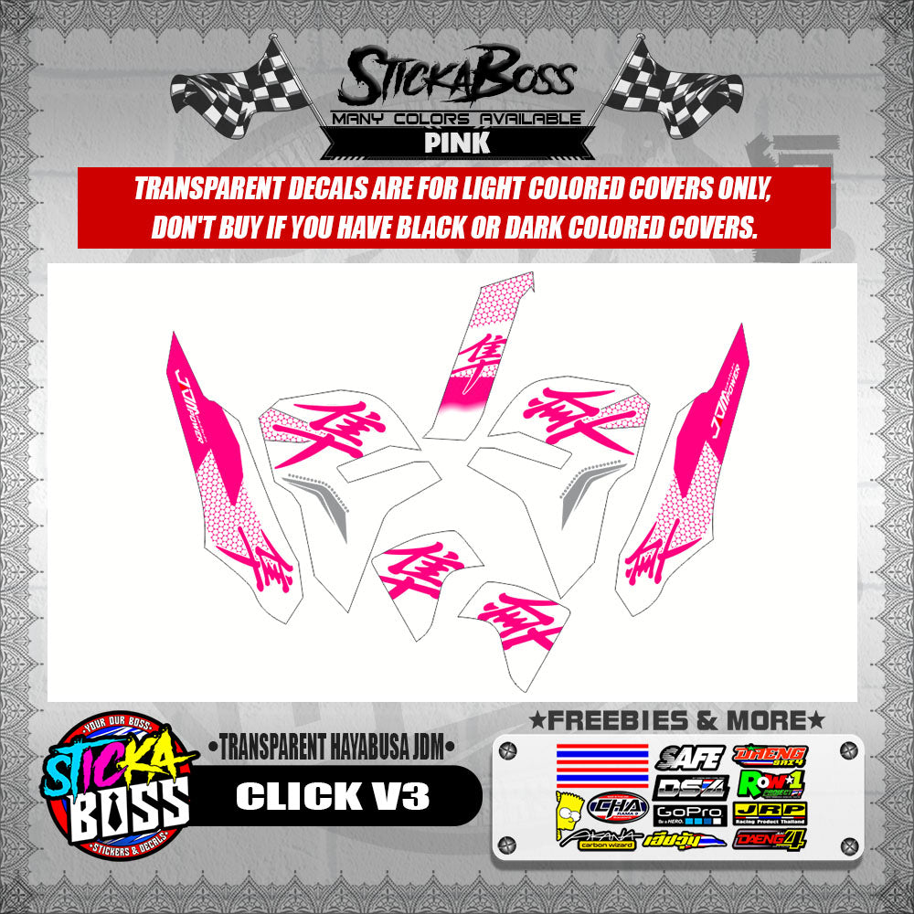 CLICK V3 DECALS ( TRANSPARENT HAYABUSA JDM )【WITH FREEBIES】