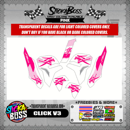 CLICK V3 DECALS ( TRANSPARENT HAYABUSA JDM )【WITH FREEBIES】
