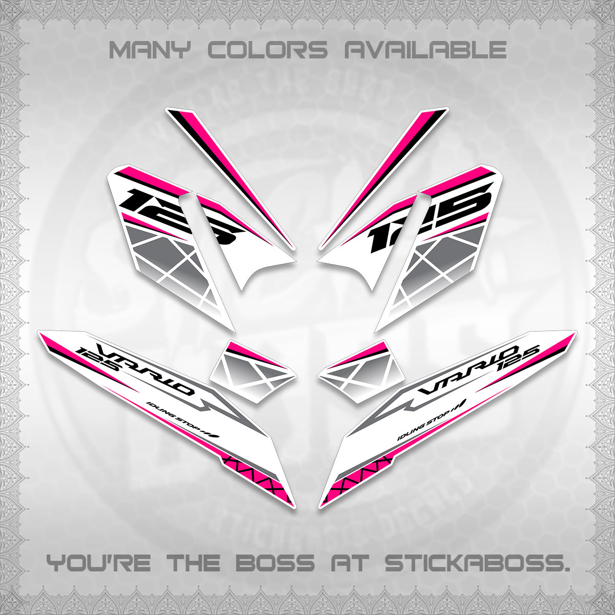 CLICK 125 V4 VARIO FOR WHITE DECALS (2026 MODERN STRIPE DESIGN) STICKER KITS BY STICKABOSS