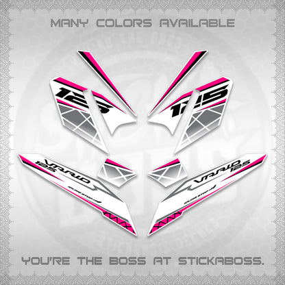 CLICK 125 V4 VARIO FOR WHITE DECALS (2026 MODERN STRIPE DESIGN) STICKER KITS BY STICKABOSS