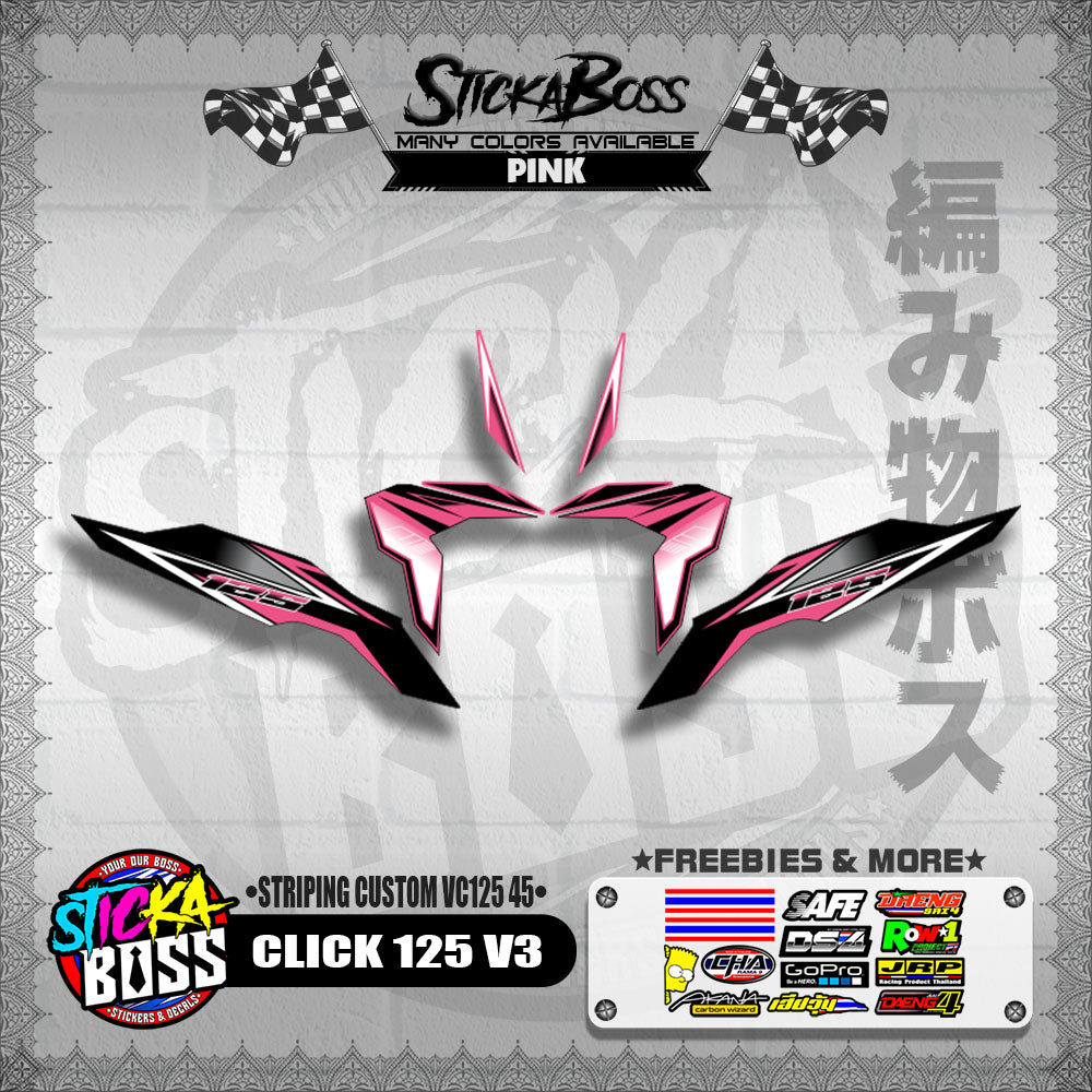 CLICK 125 V3 DECALS ( STRIPING CUSTOM VC125 45 )【WITH FREEBIES】