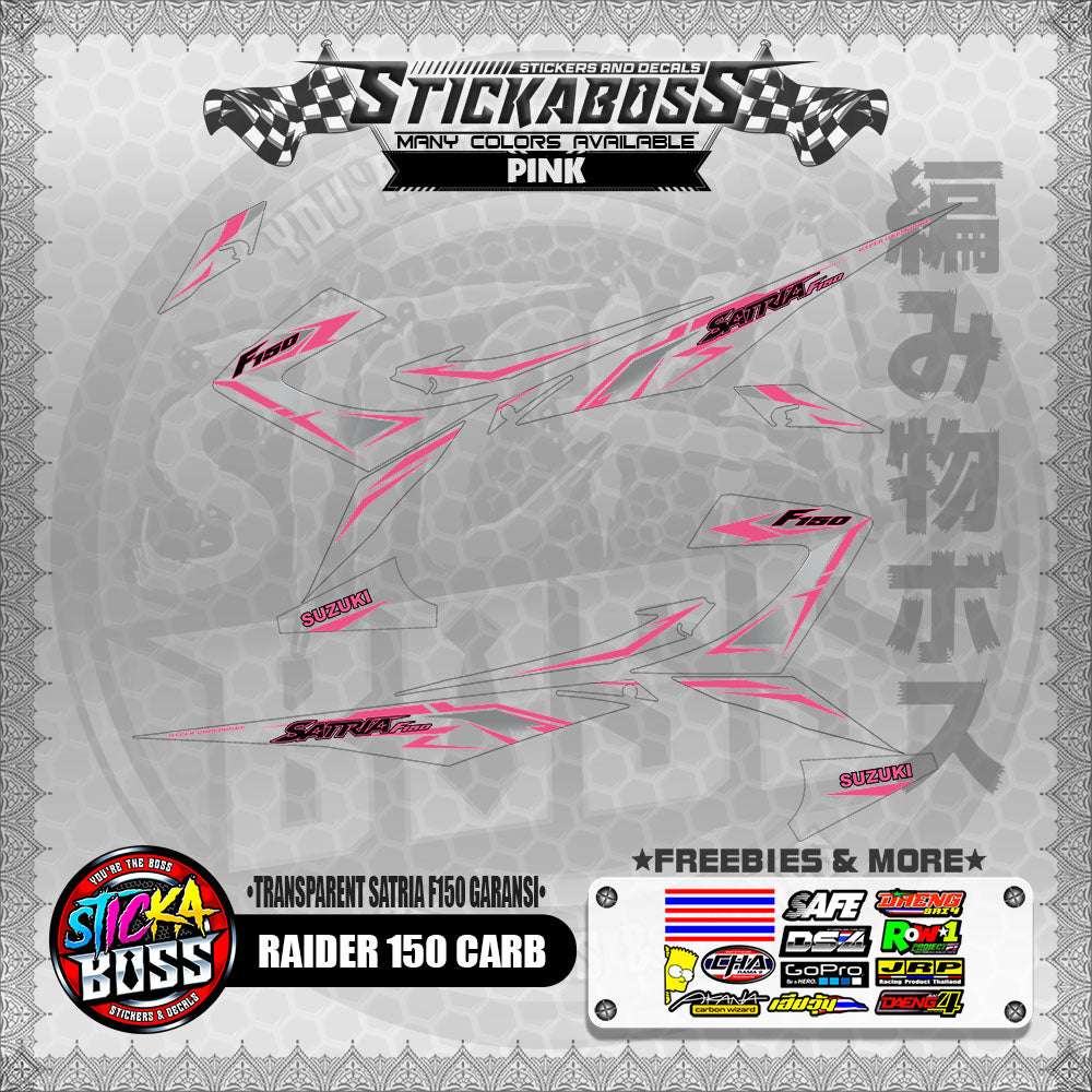 【PREMIUM UV PRINT】TRANSPARENT RAIDER 150 CARB DECALS ( SATRIA F150 GARANSI )【WITH FREEBIES】