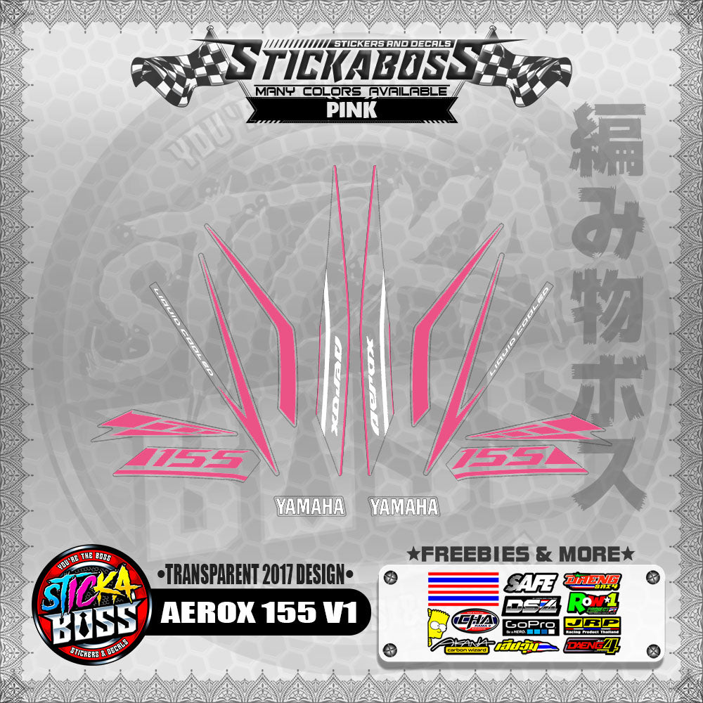 【PREMIUM UV PRINT】TRANSPARENT AEROX 155 V1 STOCK DECALS ( 2017 DESIGNS )【WITH FREEBIES】