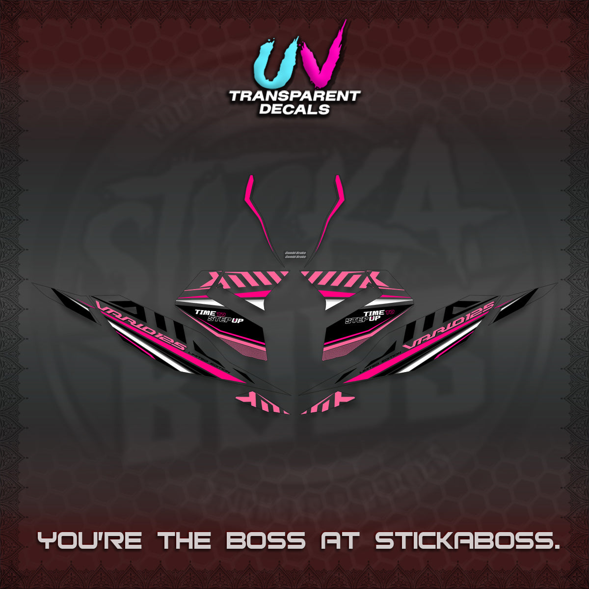 CLICK 125 V4 VARIO UV TRANSPARENT DECALS (2026 VR0007 DESIGN) STICKER KITS By STICKABOSS