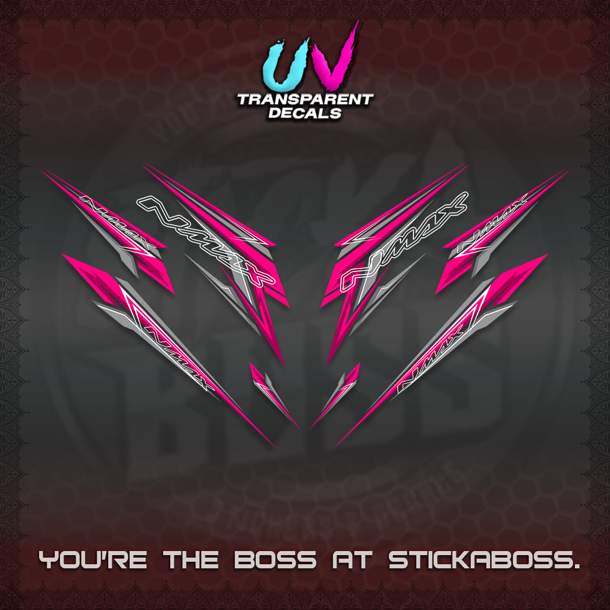 NMAX V2 UV TRANSPARENT DECALS (2024 NM 00-A1 STYLE) STICKER DECALS By STICKABOSS