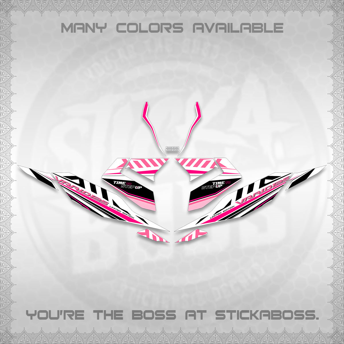CLICK 125 V4 VARIO FOR WHITE DECALS (2026 VR0007 DESIGN) STICKER KITS By STICKABOSS