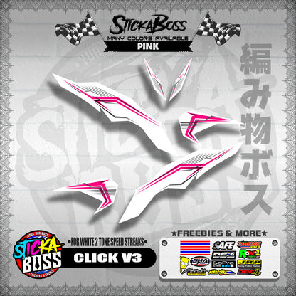 CLICK V3 DECALS ( FOR WHITE 2 TONE SPEED STREAKS )【WITH FREEBIES】
