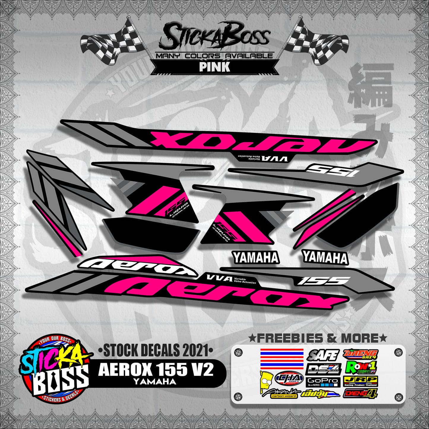 AEROX 155 V2  ( STOCK DECALS 2021 )【WITH FREEBIES】