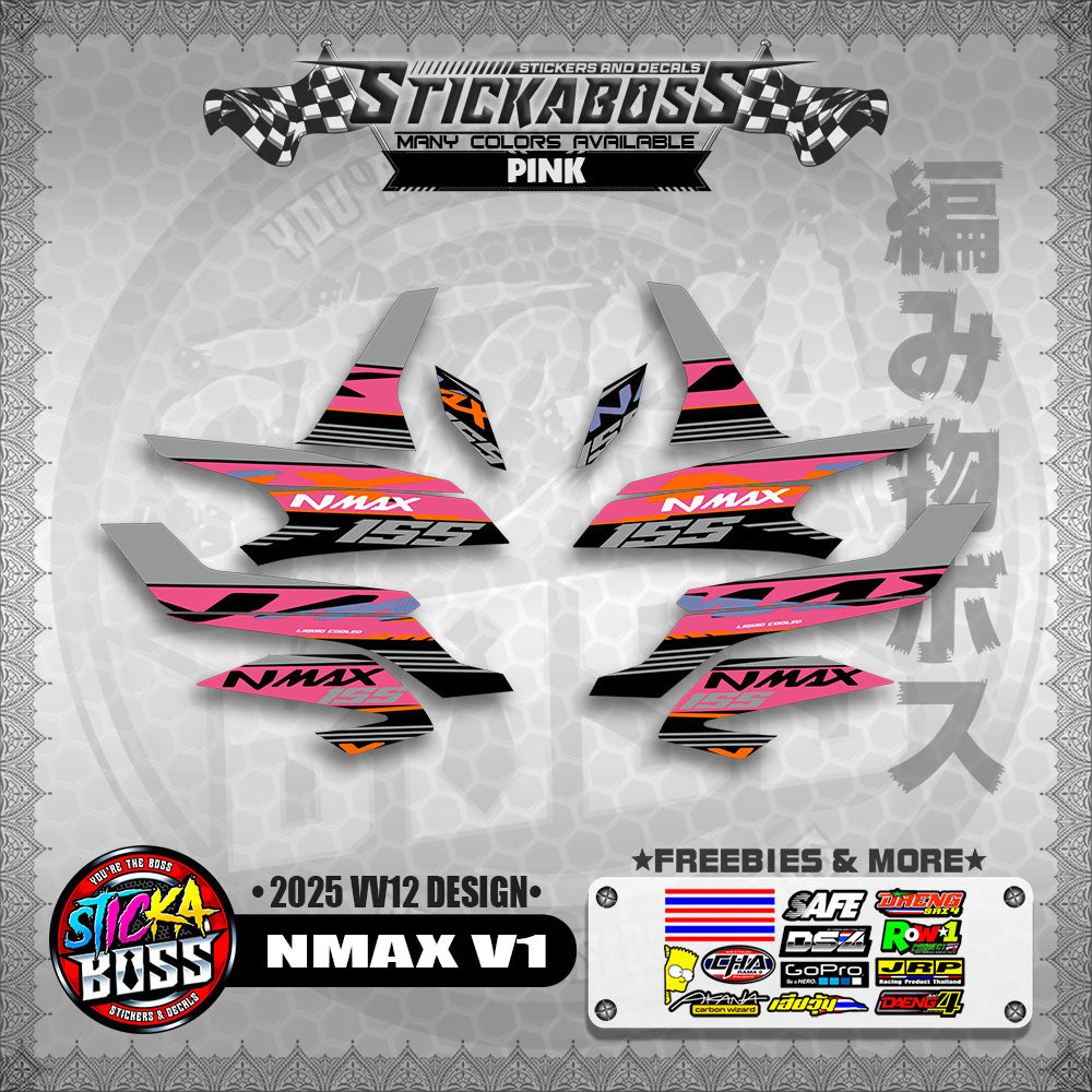 NMAX V1 MALAYSIAN STICKER DECALS ( 2025 VV12 DESIGN )【WITH FREEBIES】