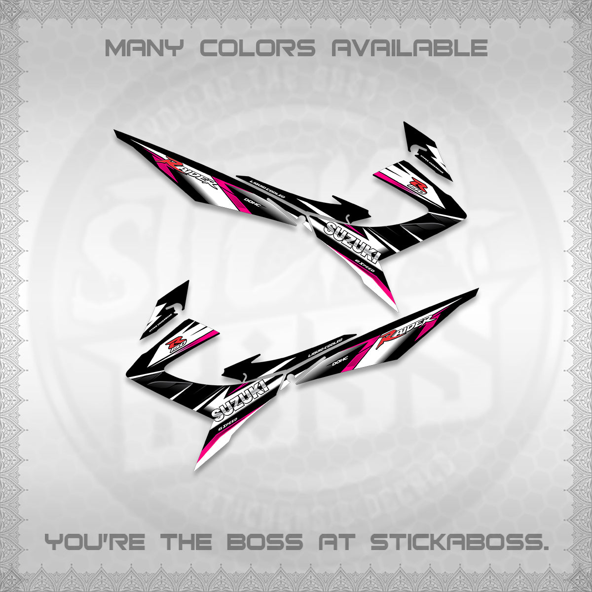 RAIDER 150 REBORN CARB DECALS (S-1 RACING) STICKER DECALS BY STICKABOSS