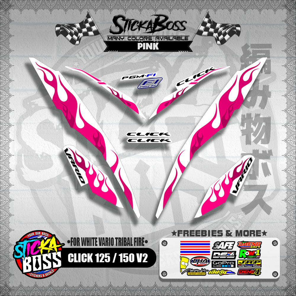 CLICK 125 / 150 V2 DECALS ( FOR WHITE VARIO TRIBAL FIRE )【WITH FREEBIES】