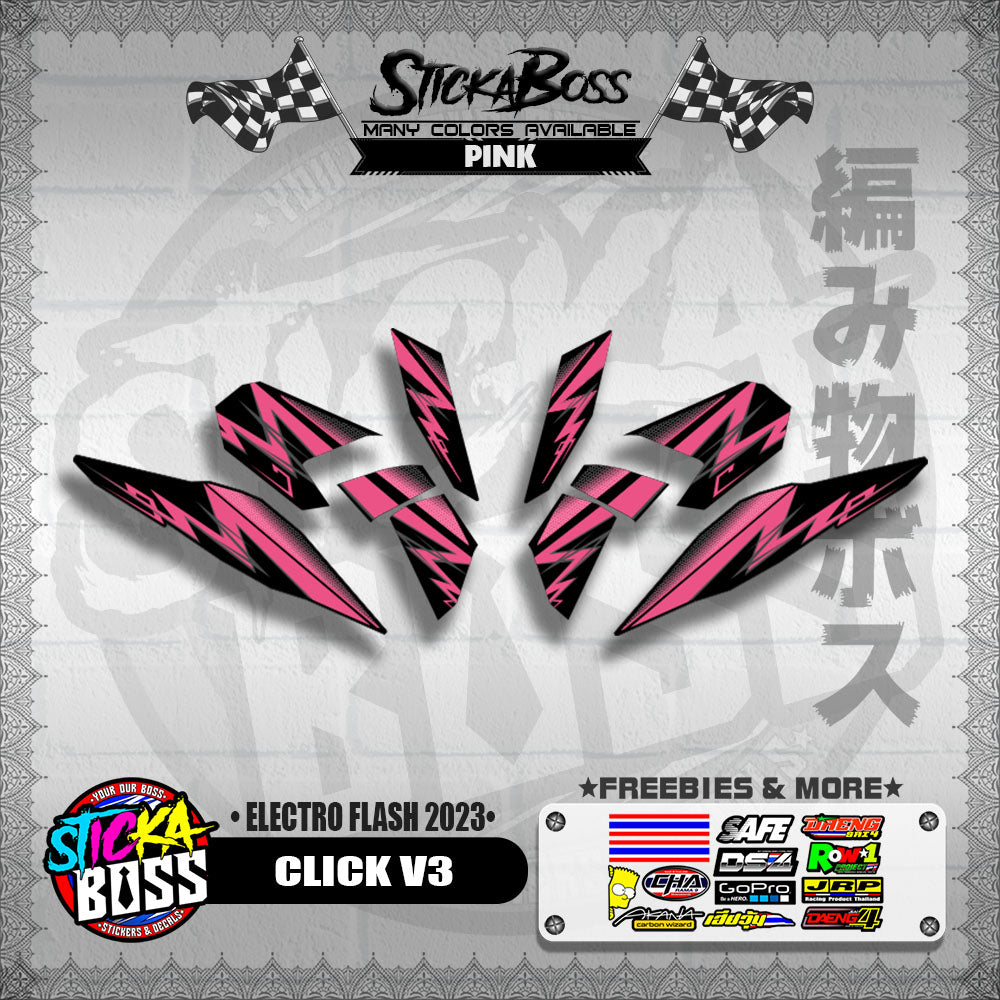 CLICK V3 DECALS ( ELECTRO FLASH 2023 ) [ PREMIUM GLOSSY LAMINATED ]【WITH FREEBIES】