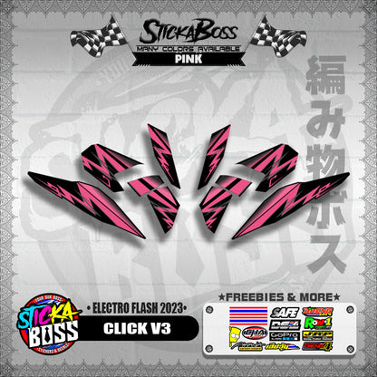 CLICK V3 DECALS ( ELECTRO FLASH 2023 ) [ PREMIUM GLOSSY LAMINATED ]【WITH FREEBIES】