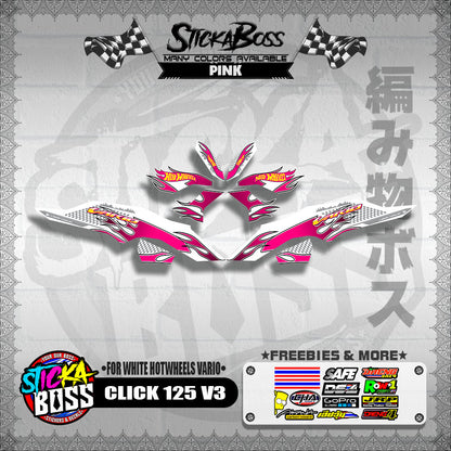 CLICK 125 V3 DECALS ( FOR WHITE HOTWHEELS VARIO )【WITH FREEBIES】