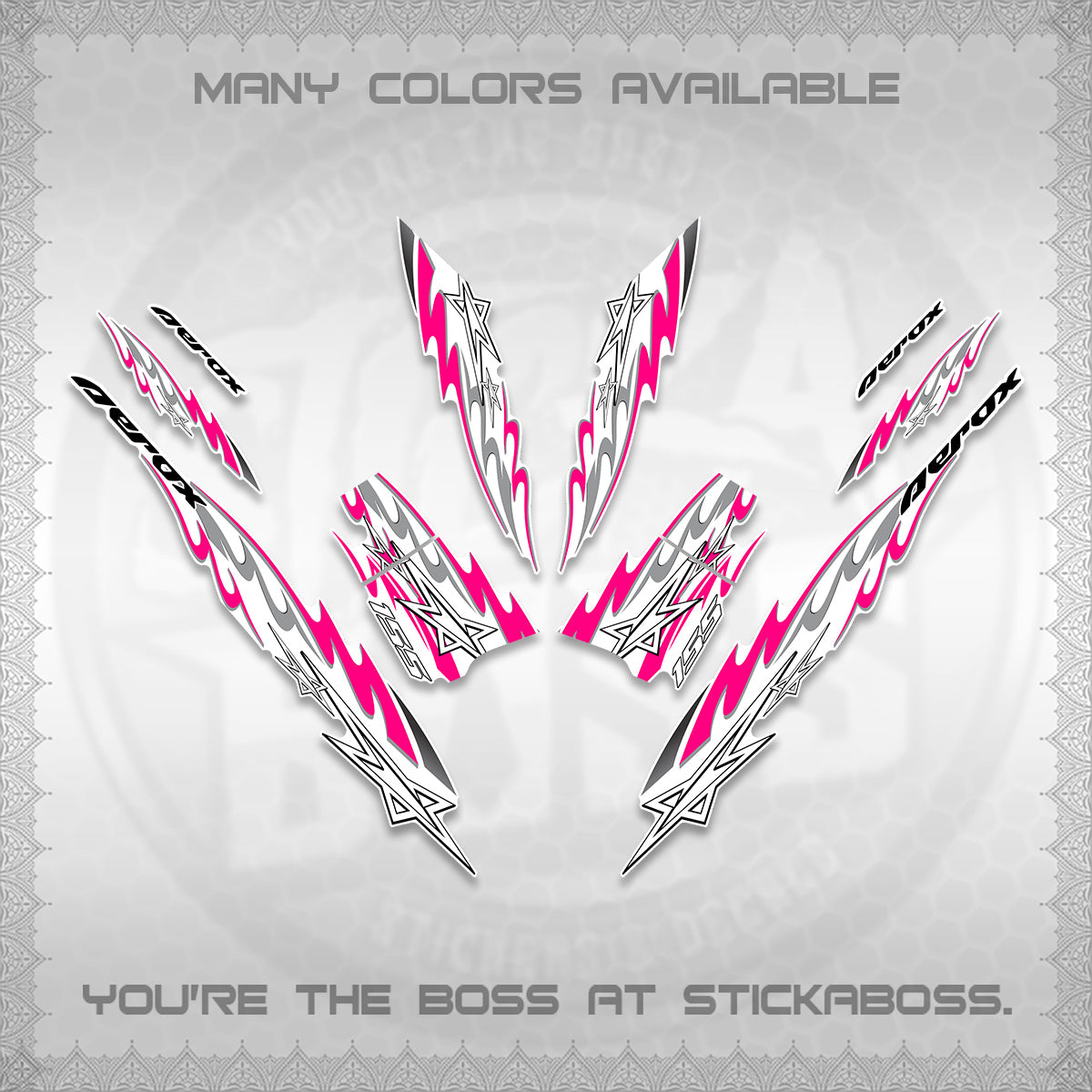 AEROX V2 INDO FOR WHITE DECALS (2026 STAR 0001 MOTIF) STICKER KITS By STICKABOSS