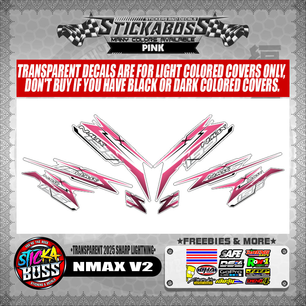NMAX V2 INDO STICKER DECALS ( TRANSPARENT 2025 SHARP LIGHTNING )【WITH FREEBIES】