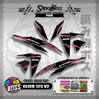 CLICK 125 V2 DECALS ( TRIBAL VARIO FIRE ) 【WITH FREEBIES】