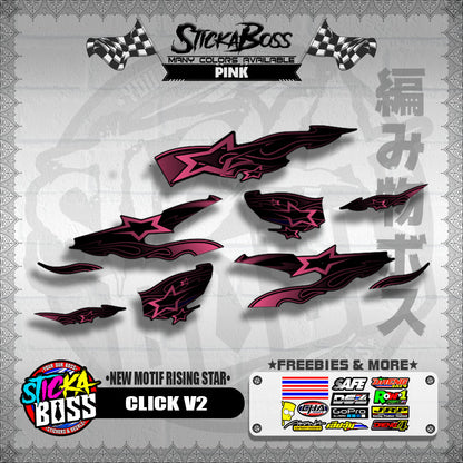 CLICK V2 DECALS ( NEW MOTIF RISING STAR ) [ PREMIUM GLOSSY LAMINATED ]【WITH FREEBIES】