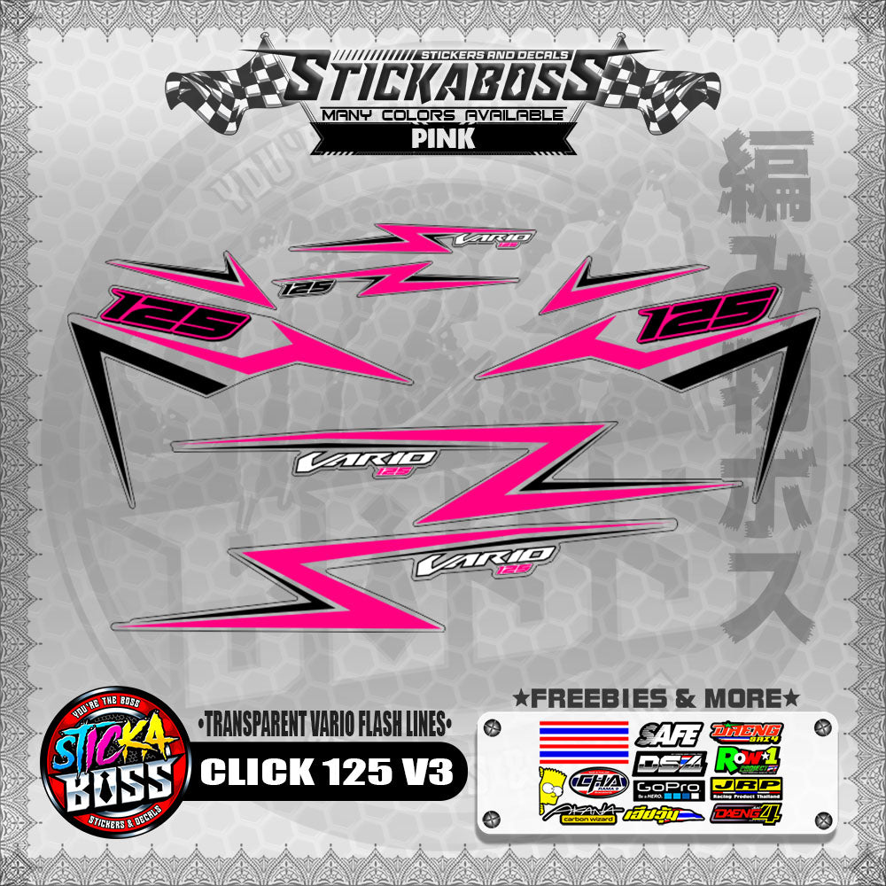 【PREMIUM UV PRINT】TRANSPARENT CLICK 125 V3 DECALS ( VARIO FLASH LINES )【WITH FREEBIES】