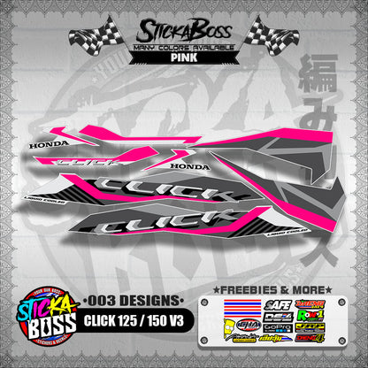 CLICK 125 / 150 V3 STOCK DECALS ( 003 DESIGNS )【WITH FREEBIES】