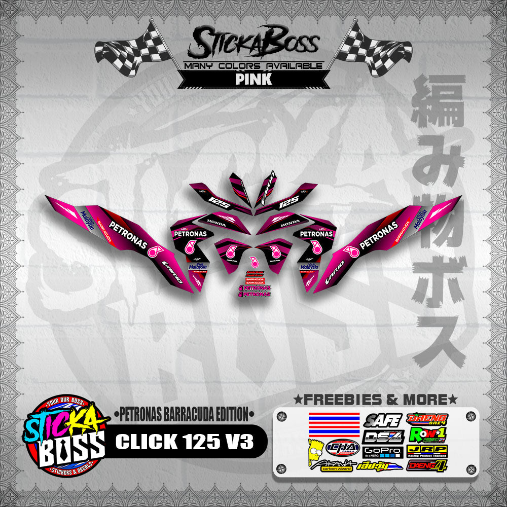 CLICK 125 V3 DECALS ( PETRONAS BARRACUDA EDITION )【WITH FREEBIES】