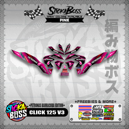 CLICK 125 V3 DECALS ( PETRONAS BARRACUDA EDITION )【WITH FREEBIES】