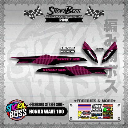 HONDA WAVE 100 DECALS ( FISHBONE STREET SIDE )【WITH FREEBIES】