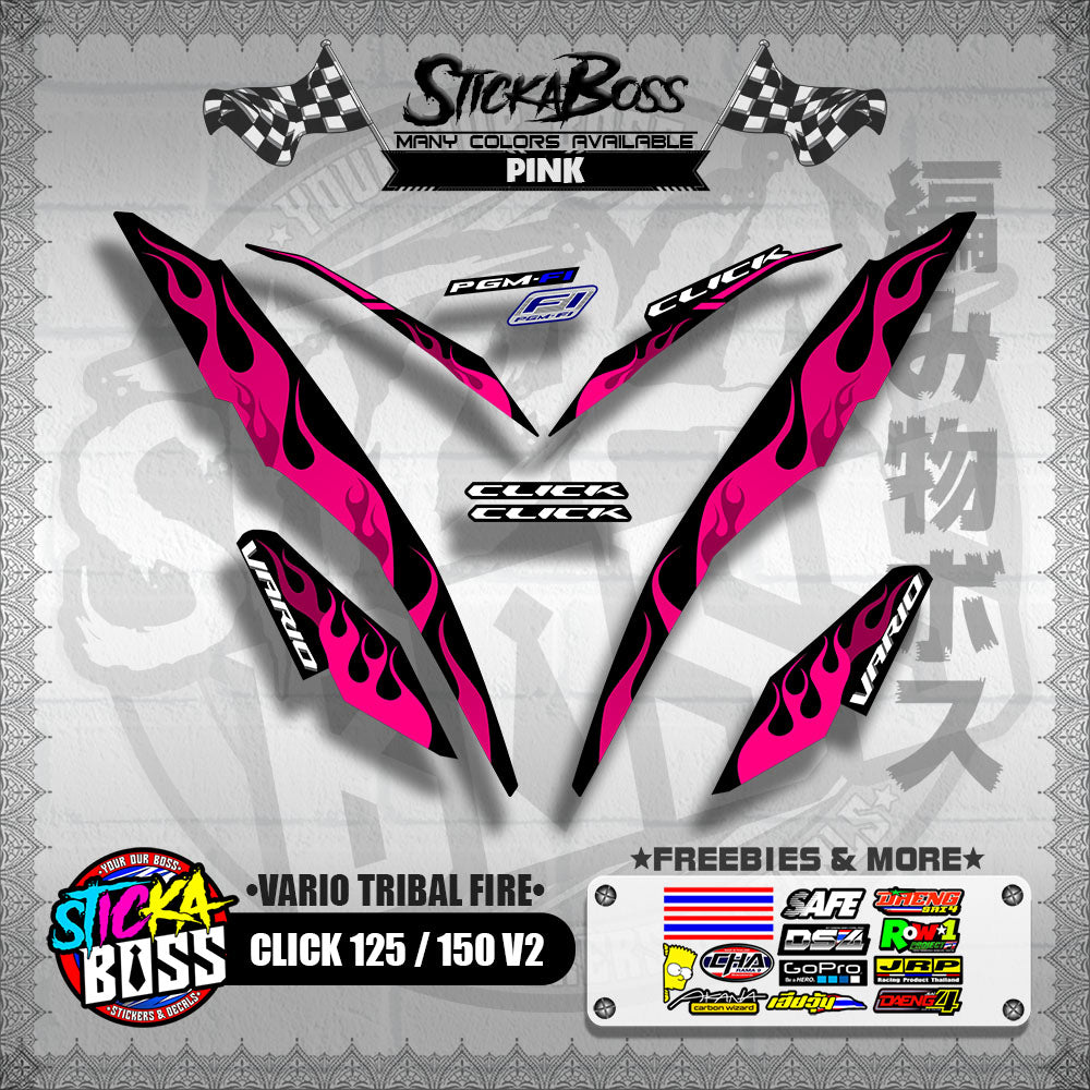 CLICK 125 / 150 V2 DECALS ( VARIO TRIBAL FIRE )【WITH FREEBIES】