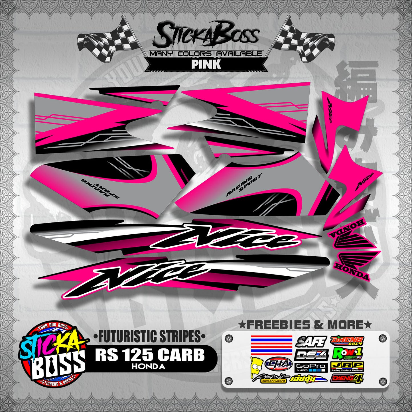 RS 125 THAI DECALS ( FUTURISTIC STRIPES )【WITH FREEBIES】