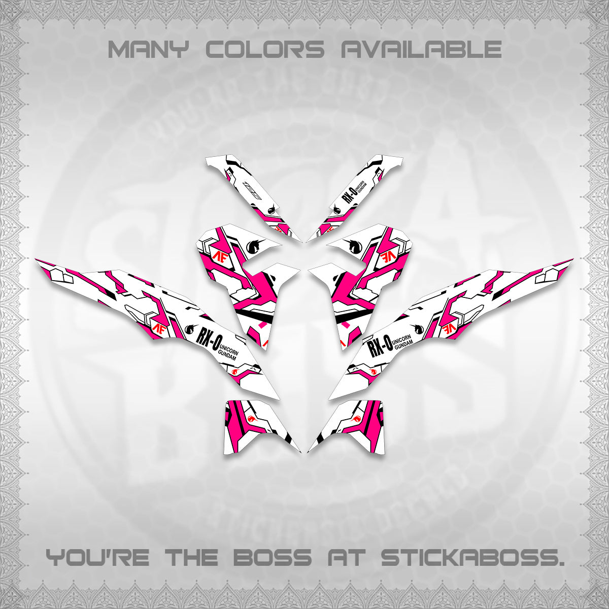CLICK V3 VARIO FOR WHITE DECALS (UNICORN GUNDAM DESIGN) STICKER DECALS By STICKABOSS