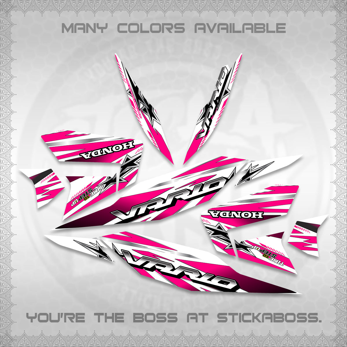 CLICK 125 V4 VARIO FOR WHITE DECALS (2026 BLACK STAR DESIGN) STICKER DECALS By STICKABOSS