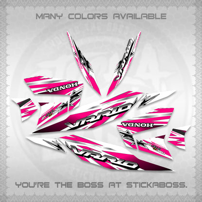 CLICK 125 V4 VARIO FOR WHITE DECALS (2026 BLACK STAR DESIGN) STICKER DECALS By STICKABOSS