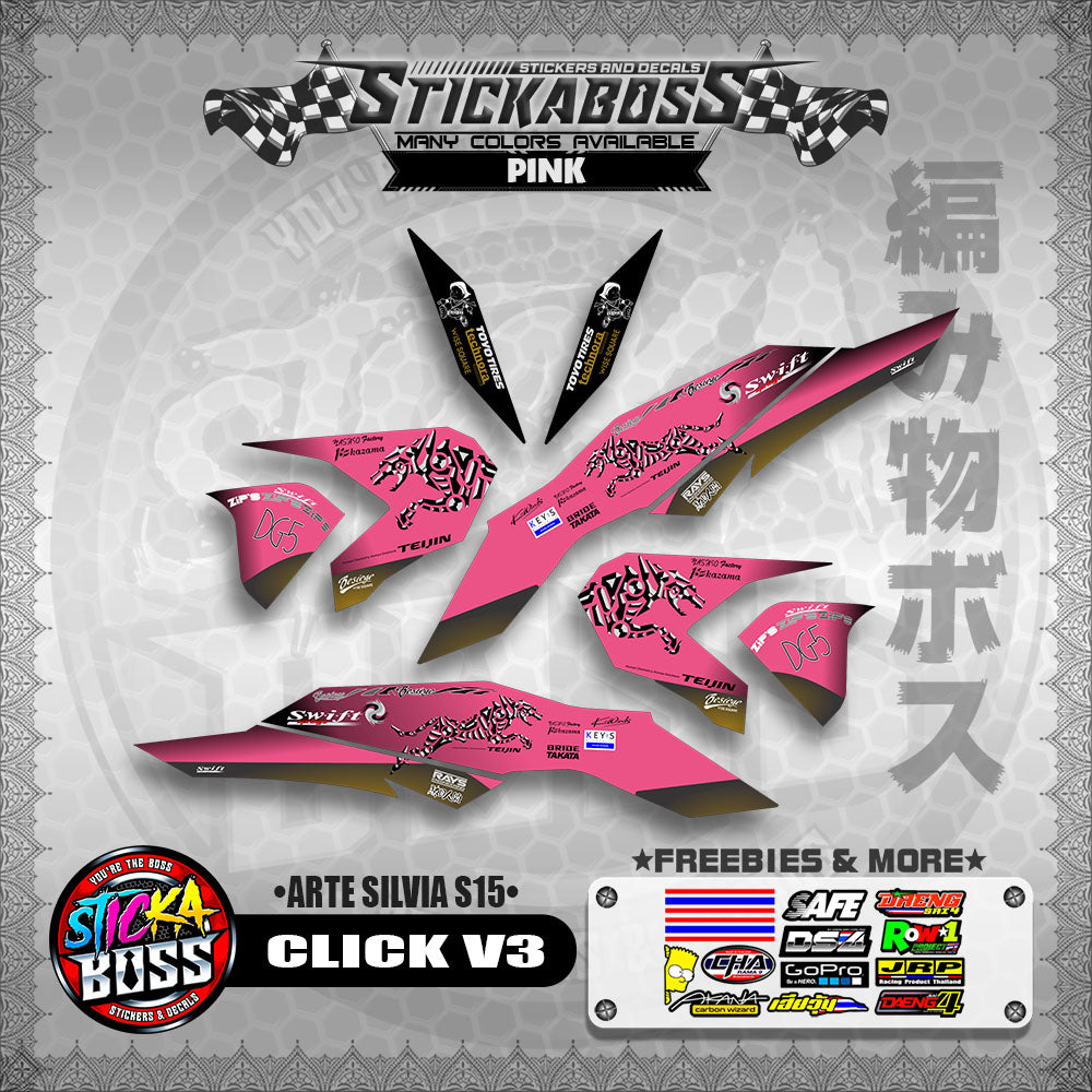 CLICK V3 STICKER DECALS ( ARTE SILVIA S15 )【WITH FREEBIES】