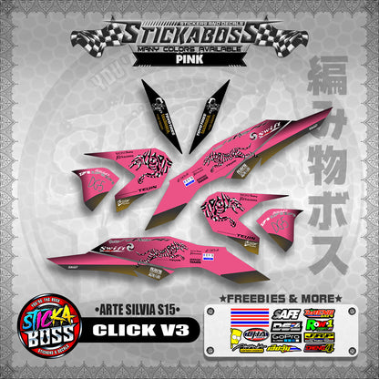 CLICK V3 STICKER DECALS ( ARTE SILVIA S15 )【WITH FREEBIES】