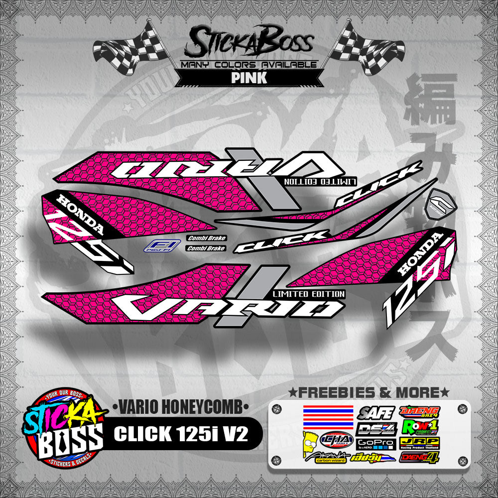 CLICK 125i V2 DECALS ( VARIO HONEYCOMB )【WITH FREEBIES】