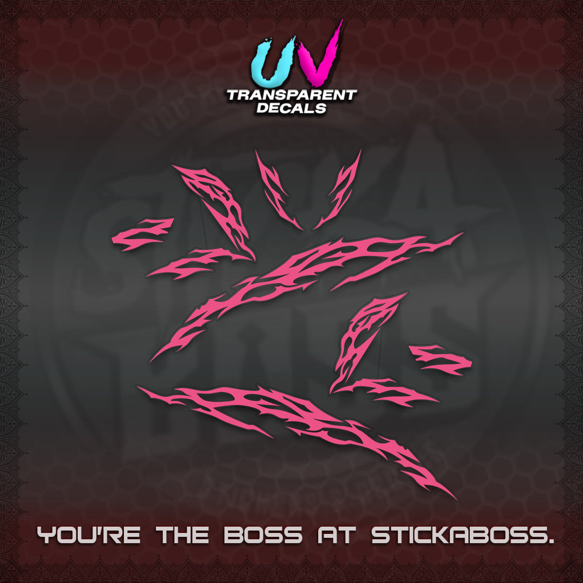 CLICK 125 V3 UV TRANSPARENT DECALS (2026 TRIBAL LIGHTNING DESIGN) STICKER KITS BY STICKABOSS