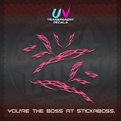 CLICK 125 V3 UV TRANSPARENT DECALS (2026 TRIBAL LIGHTNING DESIGN) STICKER KITS BY STICKABOSS