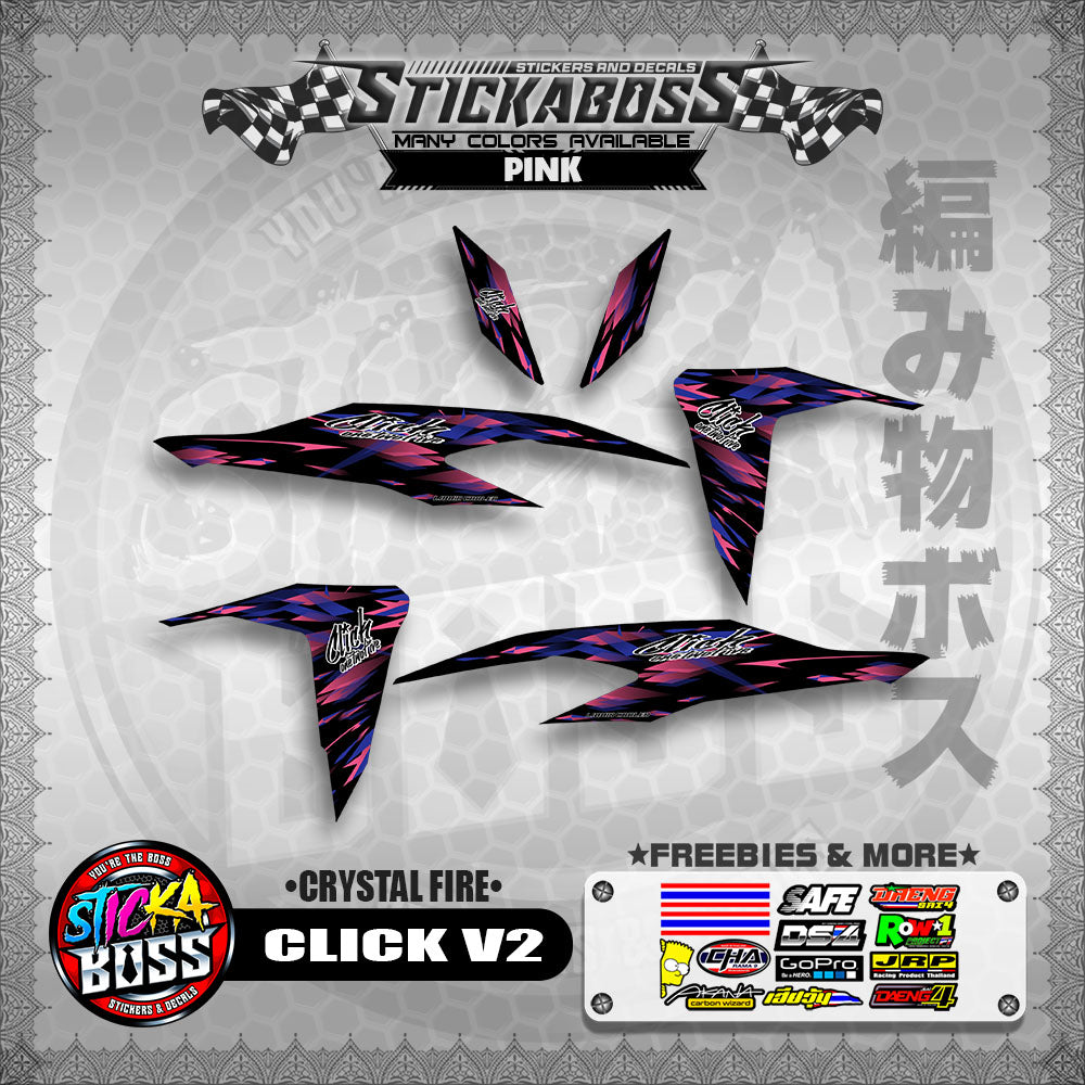 CLICK V2 STICKER DECALS ( CRYSTAL FIRE )【WITH FREEBIES】