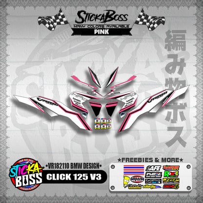 CLICK 125 V3 DECALS ( VR182110 BMW DESIGN )【WITH FREEBIES】