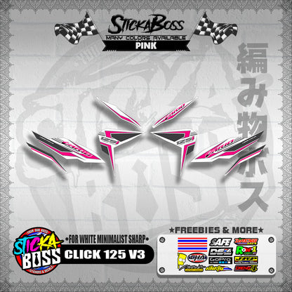 CLICK 125 V3 DECALS ( FOR WHITE MINIMALIST SHARP )【WITH FREEBIES】
