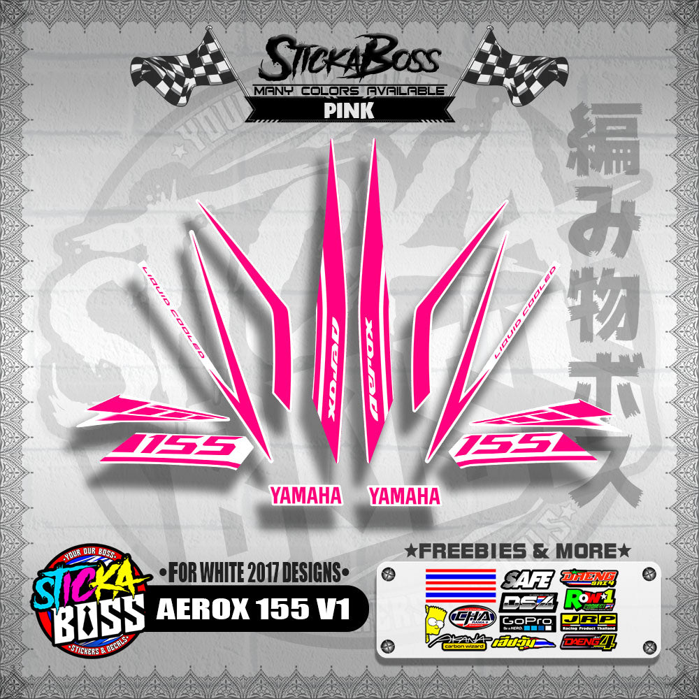 AEROX 155 V1 STOCK DECALS ( FOR WHITE 2017 DESIGNS ) 【WITH FREEBIES】