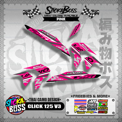 CLICK 125i V3 DECALS ( THAI CAMO DESIGN )【WITH FREEBIES】