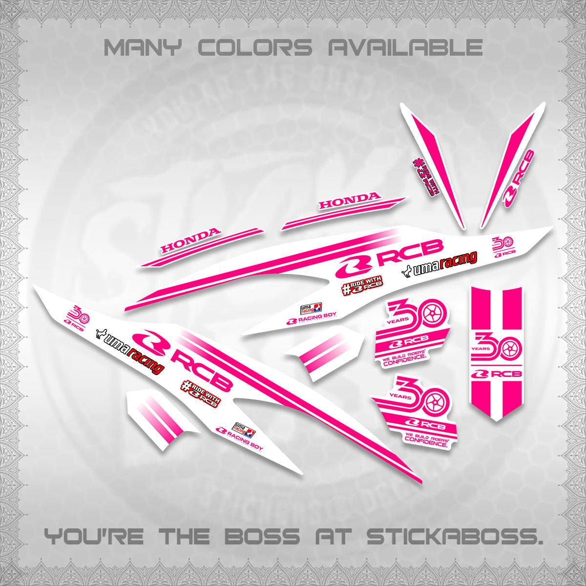 CLICK 125 V2 FOR WHITE DECALS (2026 30TH ANNIVERSARY RACING DESIGN) STICKER DECALS BY STICKABOSS