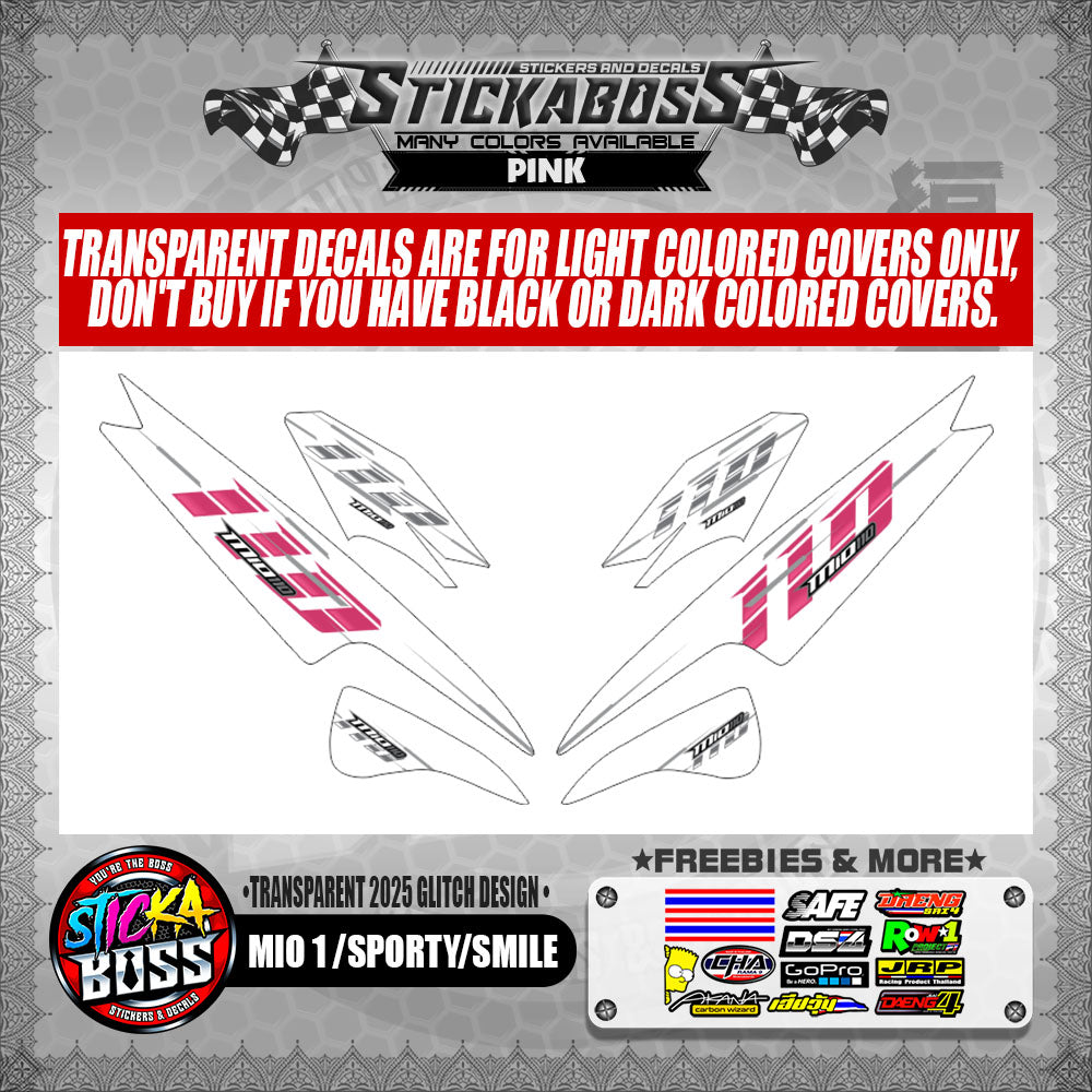 MIO 1/SPORTY/SMILE STICKER DECALS ( TRANSPARENT 2025 GLITCH DESIGN )【WITH FREEBIES】
