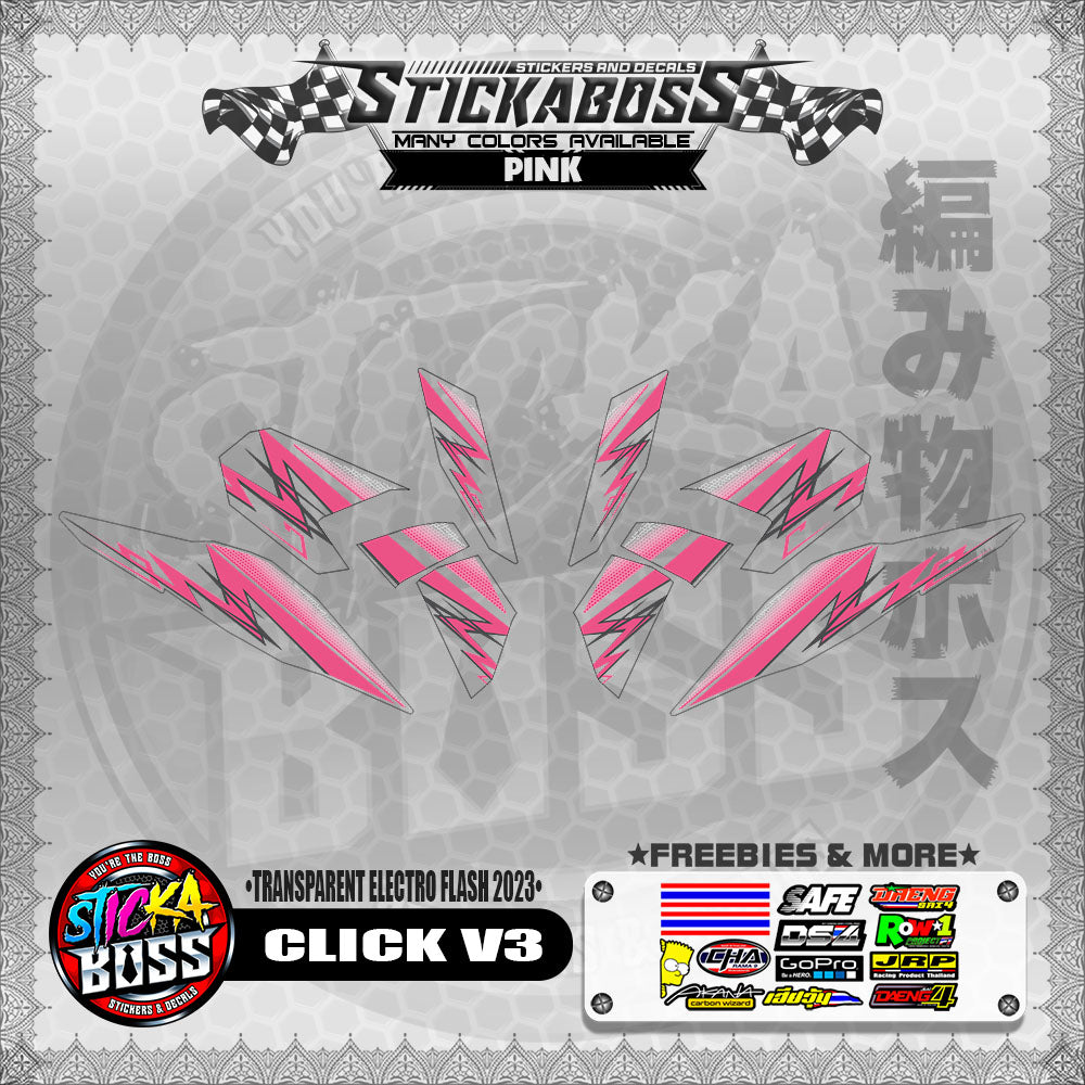 【PREMIUM UV PRINT】TRANSPARENT CLICK 125 V3 STICKER DECALS ( ELECTRO FLASH 2023 )【WITH FREEBIES】