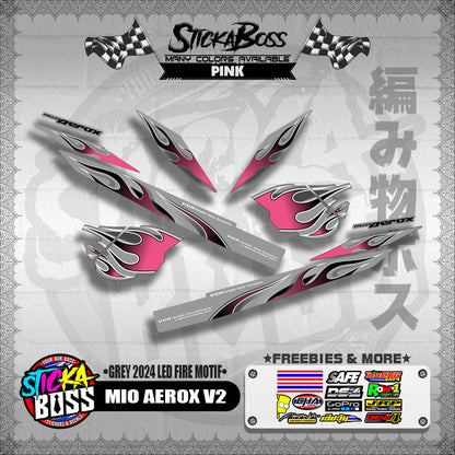 MIO AEROX V2 DECALS ( GREY 2024 LED FIRE MOTIF )【WITH FREEBIES】