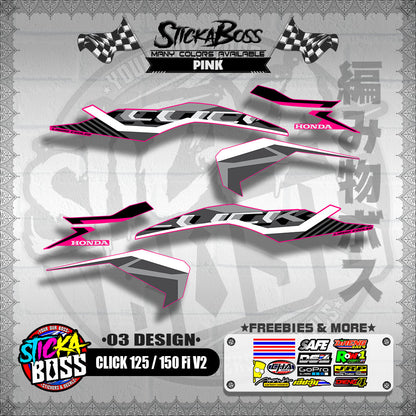 CLICK 125 / 150 Fi V2 DECALS ( 03 DESIGN )【WITH FREEBIES】