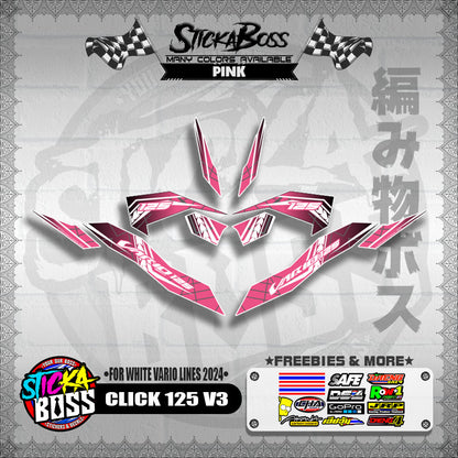 CLICK 125 V3 DECALS ( FOR WHITE VARIO LINES 2024 )【WITH FREEBIES】